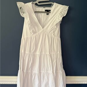 Aqua White Sleeveless Tiered Midi Dress (worn once!) Graduation dress